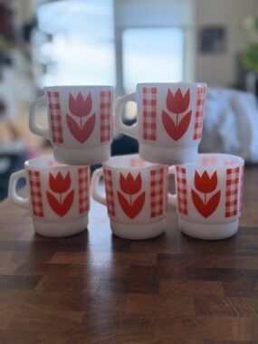 Set of 5 Termocrisa Stackable Orange Tulip Mugs